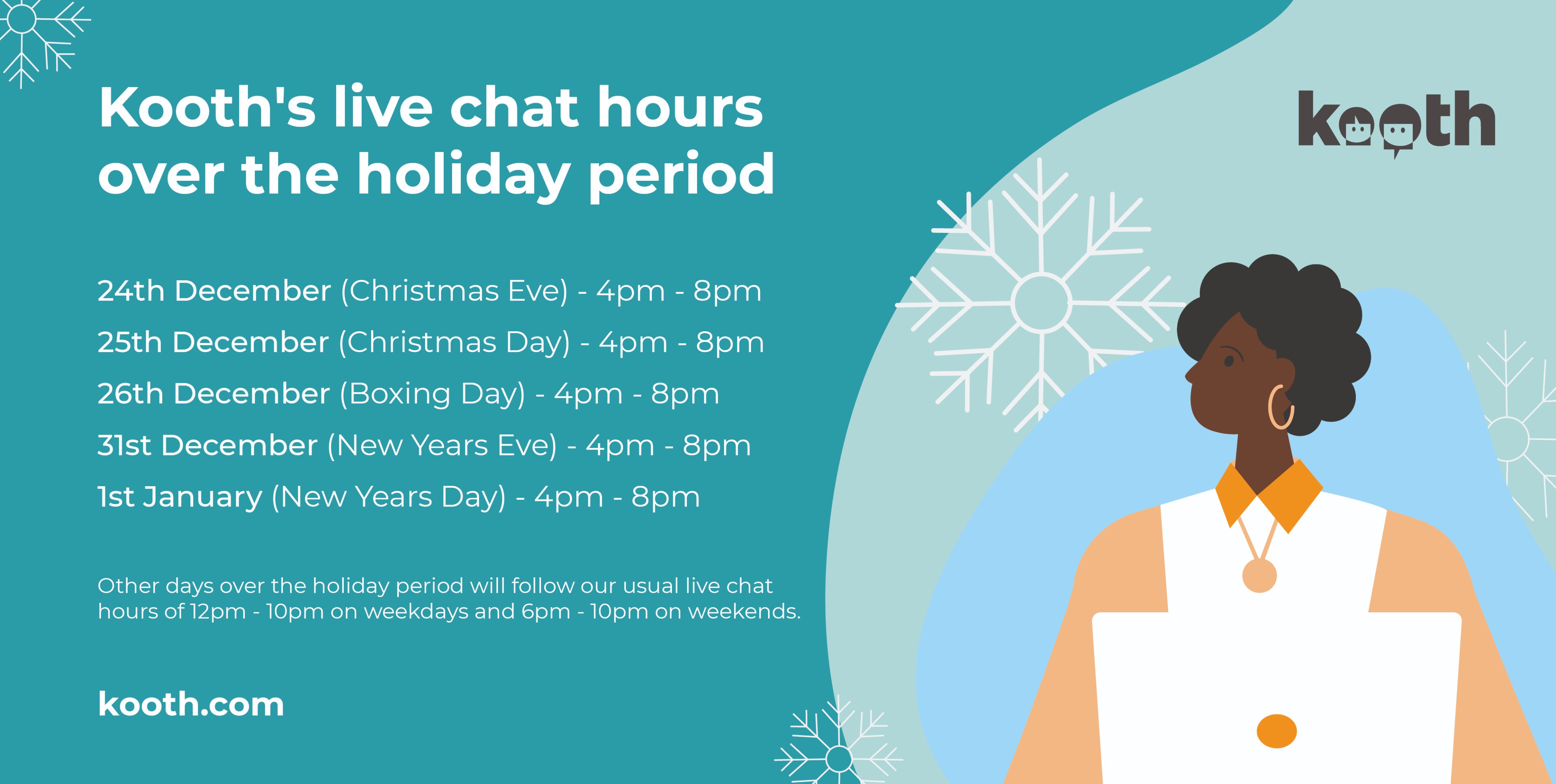 Kooth live chat for mental heath support over the holidays 2023