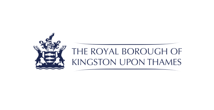 a white background with the logo for the royal borough of Kingston upon Thames council logo
