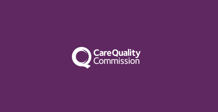 A purple background with the Care Quality Commision logo in the centre