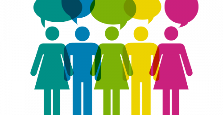People with speech bubbles People with speech bubbles