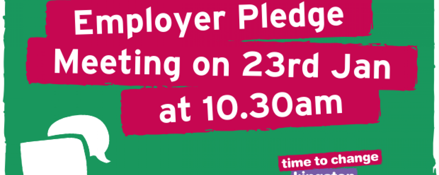 Image with speech bubbles and 'Employer Pledge meeting 23rd Jan 10.30am' 