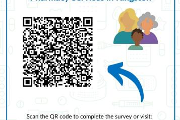 Poster for the Kingston pharmaceutical needs assessment with QR code