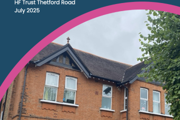 The front cover of the Healthwatch Kingston, HF Trust Thetford Road Enter and View report