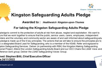 This is the Safeguarding Pledge Certificate