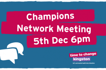 Image with speech bubbles and 'Champions Network Meeting 5th Dec 6pm' 