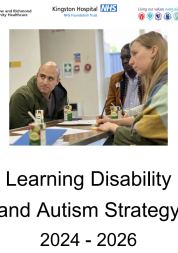 Front Cover for the Learning Disability and Autism Strategy, they includes the team working together 